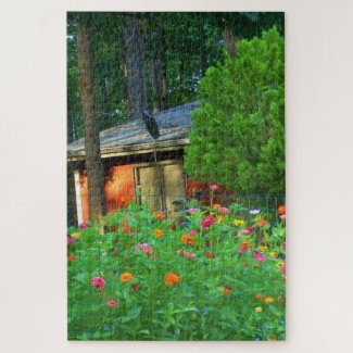 Wildflowers and Country Cottage Jigsaw Puzzle