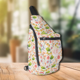 Wildflowers and Dragonflies Monogrammed Sling Bag