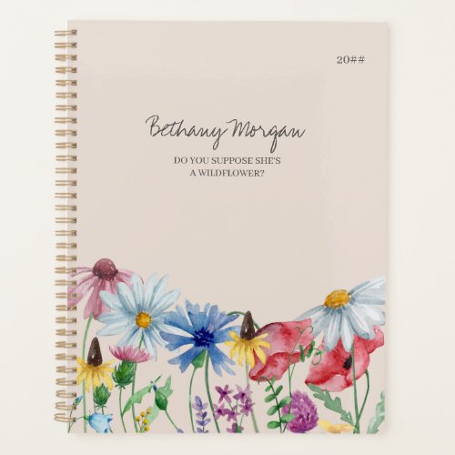 Wildflowers and Editable Quote Personalized Planner