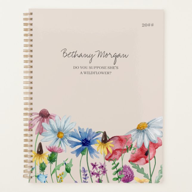 Wildflowers and Editable Quote Personalized Planner (Front)