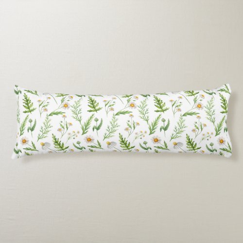 Wildflowers and Ferns Watercolor Body Pillow
