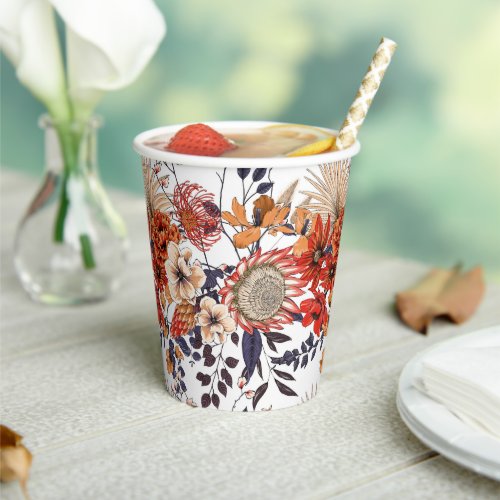 Wildflowers and foliage purple orange gold paper cups