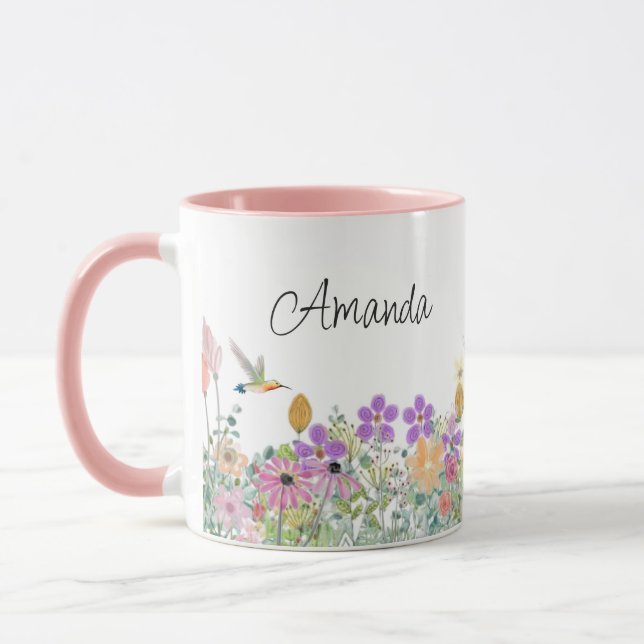  Wildflowers and Greenery Floral Coffee  Mug (Left)