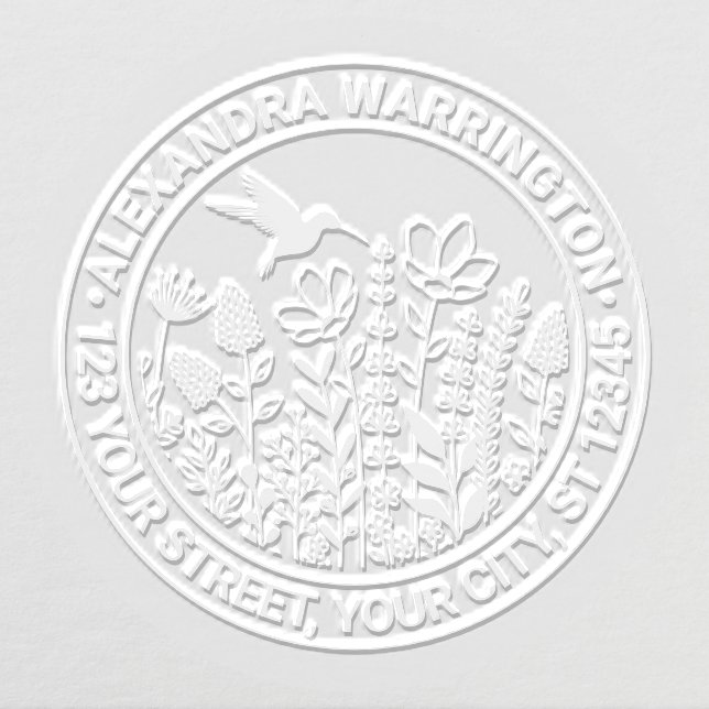 Wildflowers and Hummingbird Name Return Address Embosser (Design)
