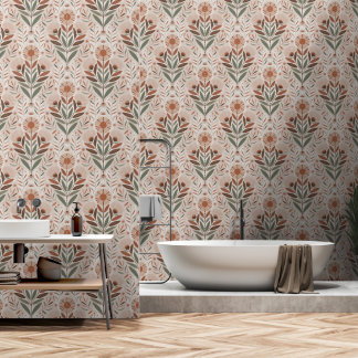 Wildflowers And Leaves Seamless Pattern Wallpaper