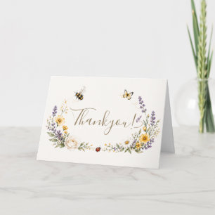 Wildflowers and Lovebug Baby Shower Letterpress Thank You Card