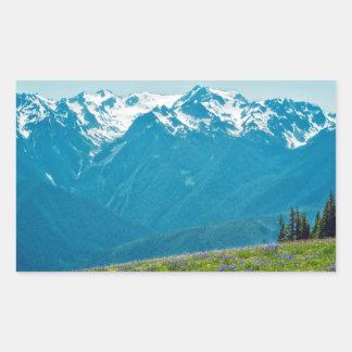 Wildflowers and Mountains Rectangular Sticker