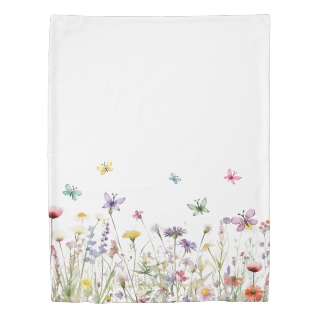 Wildflowers and Pink Duvet Cover (Front)