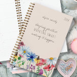 Wildflowers and Positive Affirmation Personalized Planner<br><div class="desc">Pretty Wildflowers planner, undated and ready to personalize with your name and the year. The positive affirmation reads "staying positive, working smart, making it happen". Trendy watercolor border of wild flowers including poppy, daisy, coneflower, clover and cornflower. Girly and feminine cottage garden design - perfect for home business school university...</div>