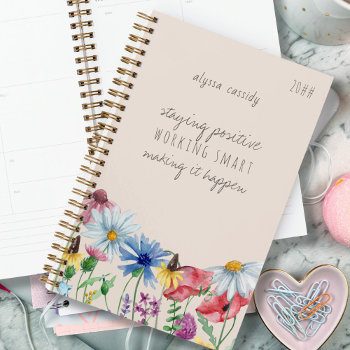 Wildflowers And Positive Affirmation Personalized Planner by darlingandmay at Zazzle