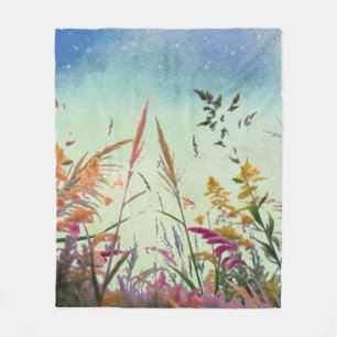 Wildflowers And Stars Fleece Blanket