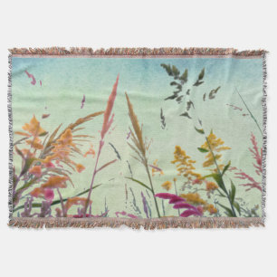 Wildflowers And Stars Throw Blanket