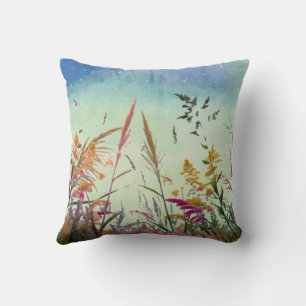 Wildflowers And Stars Throw Pillow