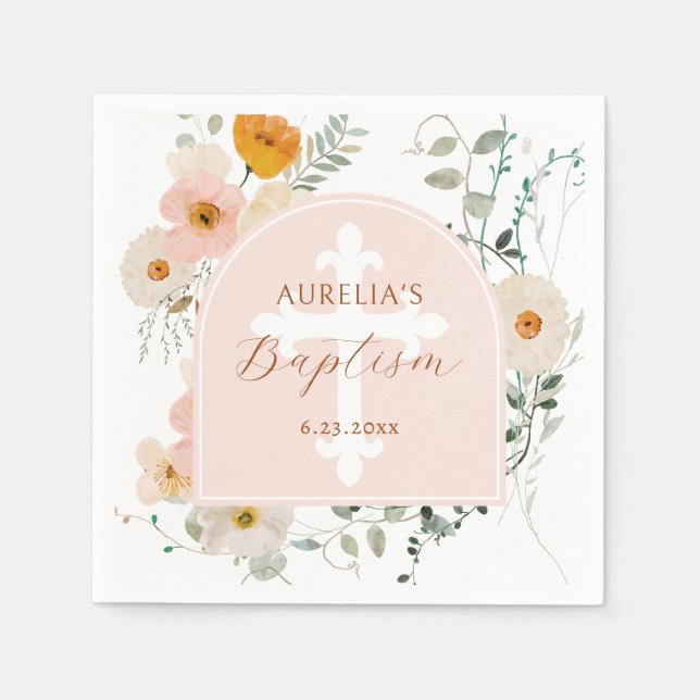 Wildflowers Arch Baptism Napkins (Front)