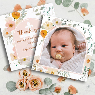 Wildflowers Arch Baptism Thank You Card