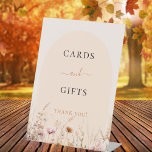Wildflowers arch peach cards gifts sign<br><div class="desc">A cream,  beige colored background and a peach colored arch. Decorated with watercolored wildflowers in beige,  pink. With the text: Cards and gifts. Thank you!</div>