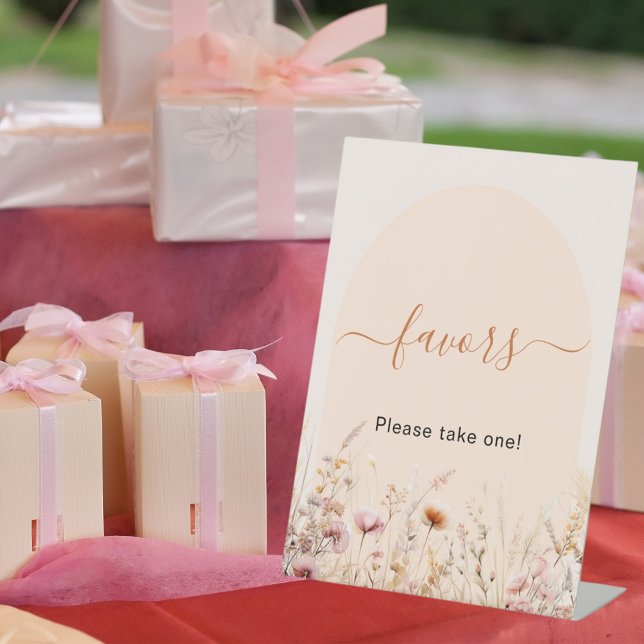 Wildflowers arch peach party favor sign (Creator Uploaded)
