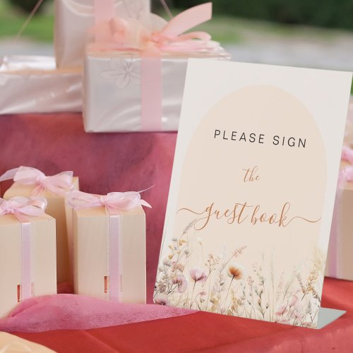 Wildflowers arch peach sign the guest book