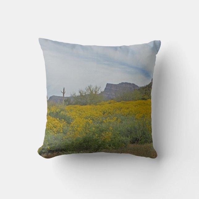 Wildflowers Arizona Desert Yellow Flower Southwest Throw Pillow (Front)
