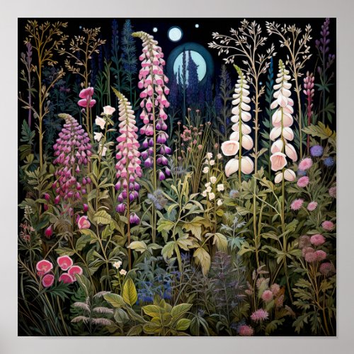 Wildflowers at Night Art Print 