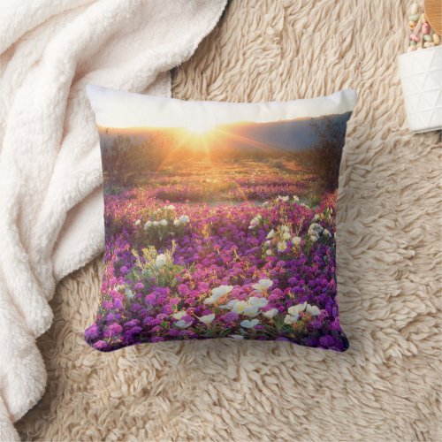 Wildflowers at sunset  Anza_Borrego Desert Throw Pillow