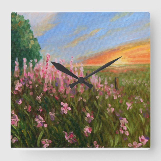"Wildflowers at twilight" fine art clock (Front)