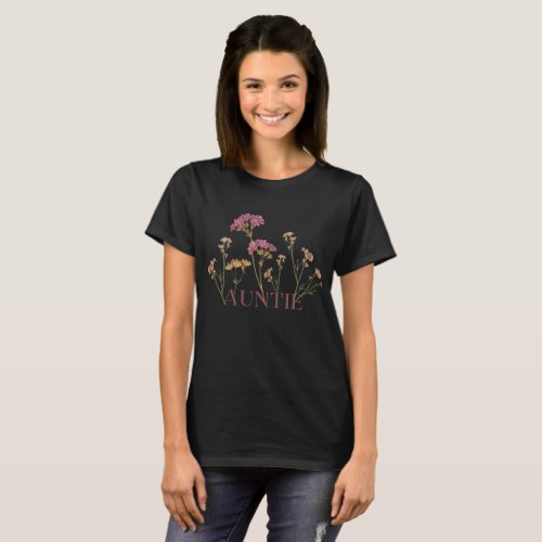 Wildflowers Auntie Cottagecore Mothers Day T_Shirt