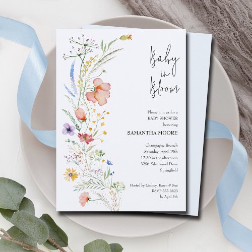 Wildflowers Baby Boy Shower Invitation