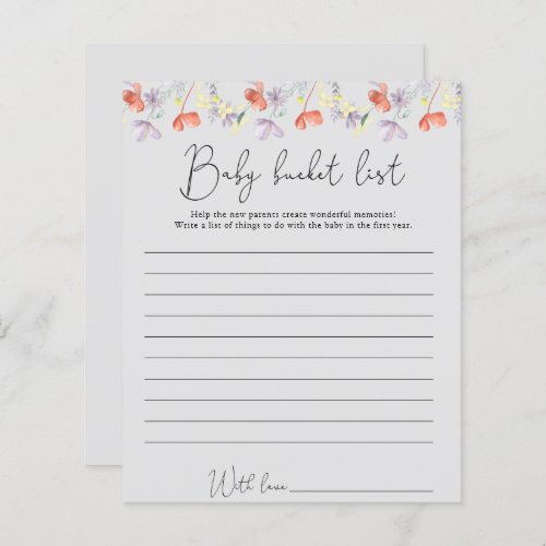 Wildflowers Baby bucket list