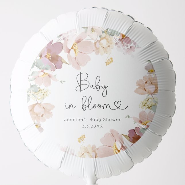 Wildflowers baby in bloom baby shower balloon (Front)