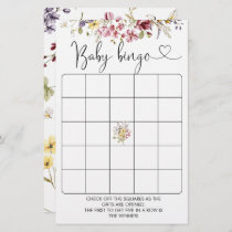 Wildflowers Baby In Bloom Baby Shower Bingo Game