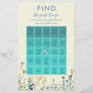 Wildflowers baby in bloom baby shower Bingo game
