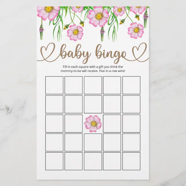 Wildflowers Baby In Bloom Baby Shower Bingo Game | Zazzle