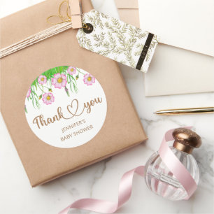 Wildflowers baby in bloom baby shower classic round sticker