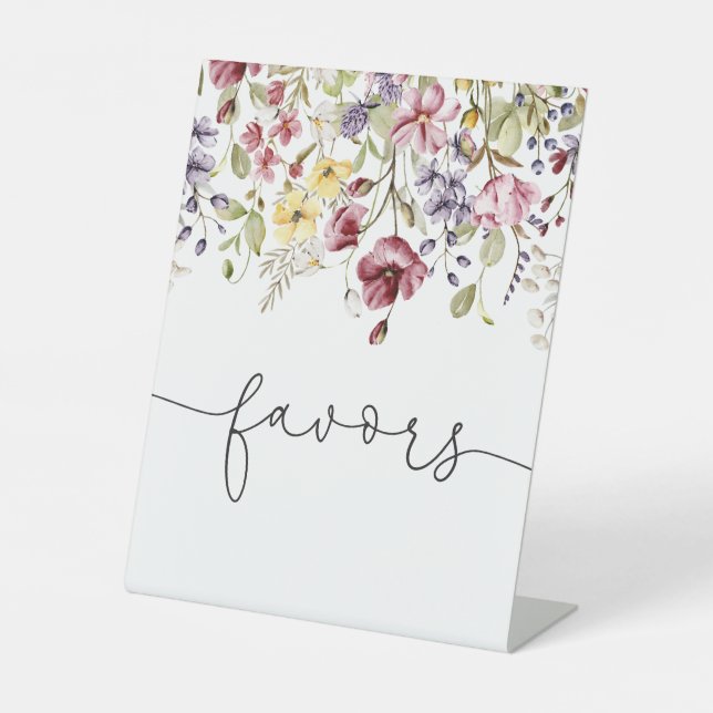 Wildflowers Baby In Bloom Baby Shower Favors Pedestal Sign (Front)