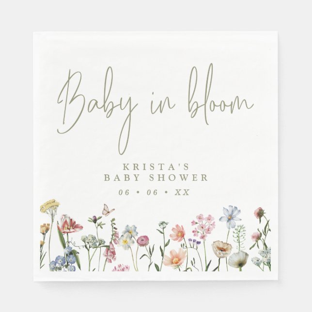 Wildflowers Baby In Bloom Baby Shower Napkins (Front)