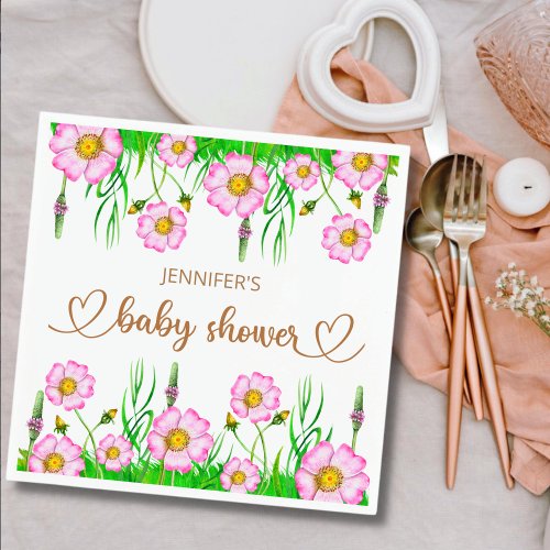 Wildflowers baby in bloom baby shower  napkins