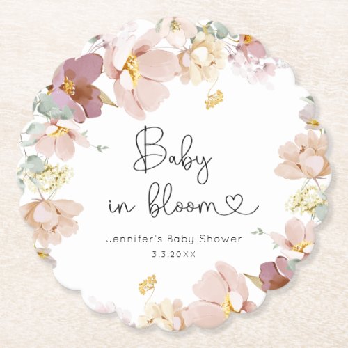 Wildflowers baby in bloom baby shower paper coaster