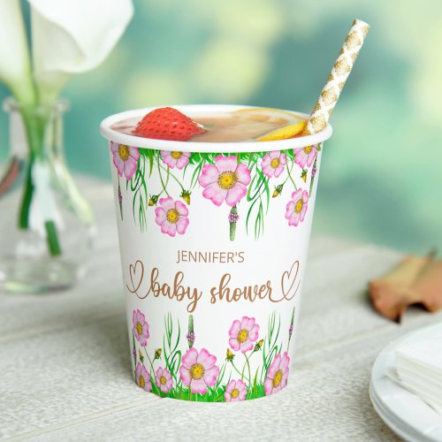 Wildflowers baby in bloom baby shower  paper cups