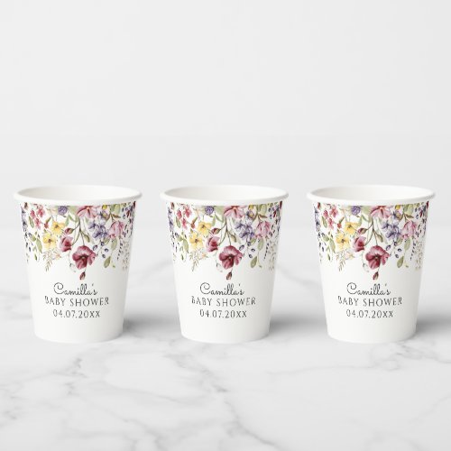 Wildflowers Baby In Bloom Baby Shower Paper Cups