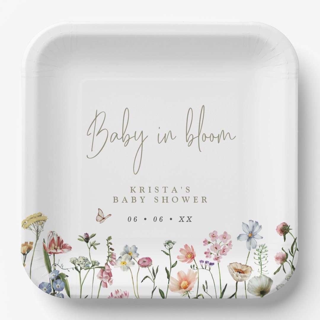 Wildflowers Baby In Bloom Baby Shower Paper Plates Zazzle