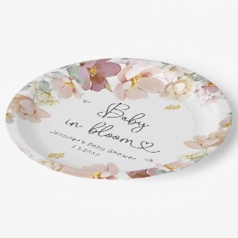 Wildflowers baby in bloom baby shower paper plates | Zazzle