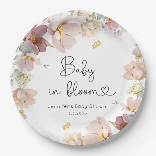 Wildflowers baby in bloom baby shower paper plates