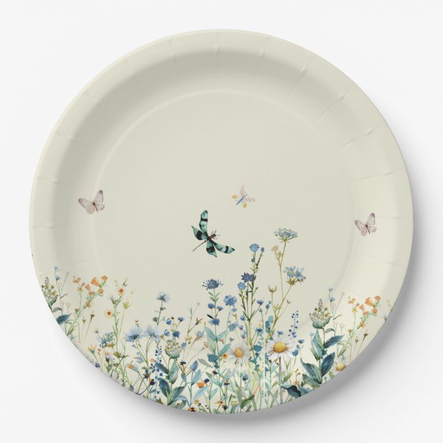 Wildflowers baby in bloom baby shower  paper plates (Front)