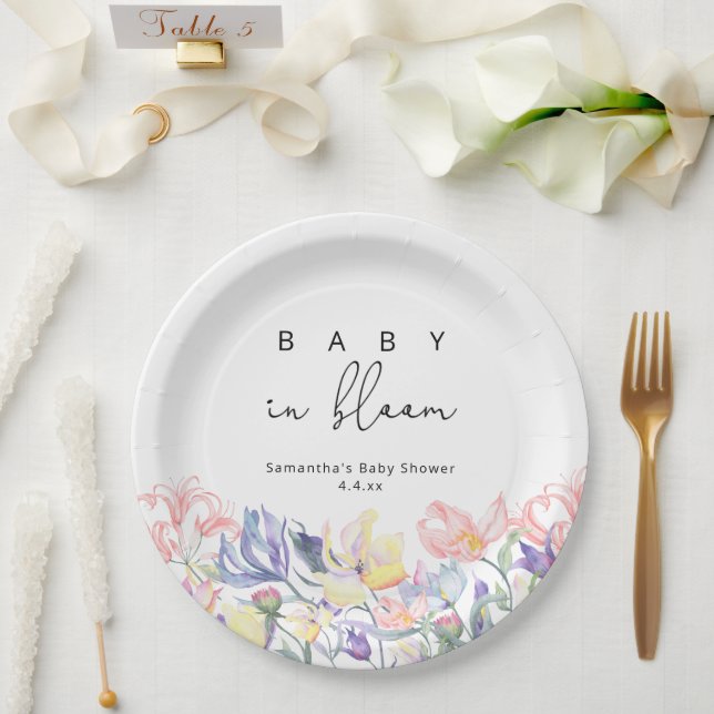 Wildflowers - Baby in bloom baby shower Paper Plates (Wedding)