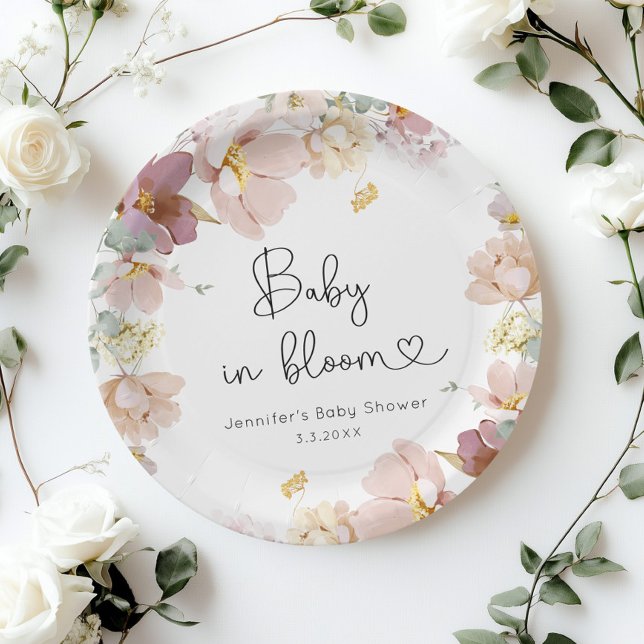 Wildflowers baby in bloom baby shower paper plates (Creator Uploaded)