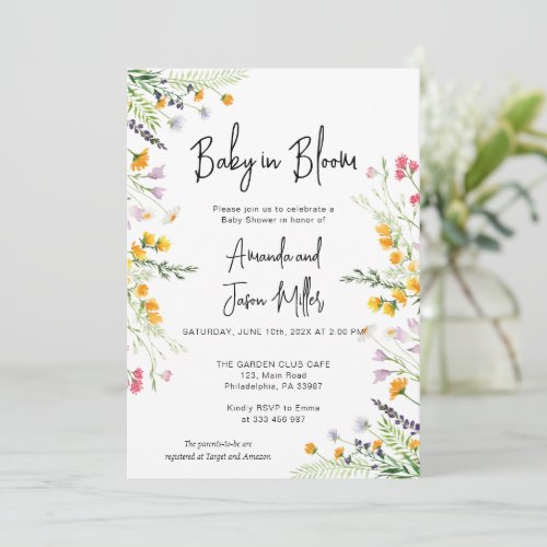 Wildflowers  Baby in Bloom Baby Shower Save The Date