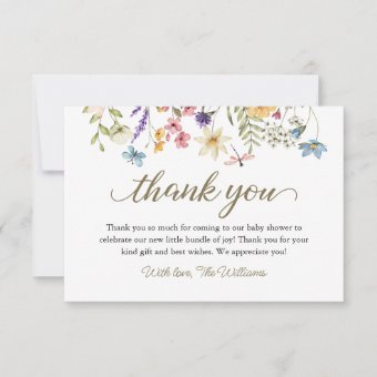 Wildflowers Baby In Bloom Baby Shower Thank You Card | Zazzle