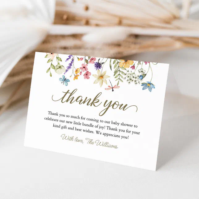 Wildflowers Baby In Bloom Baby Shower Thank You Card | Zazzle