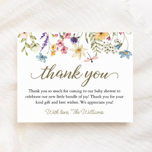 Wildflowers Baby In Bloom Baby Shower Thank You Card | Zazzle